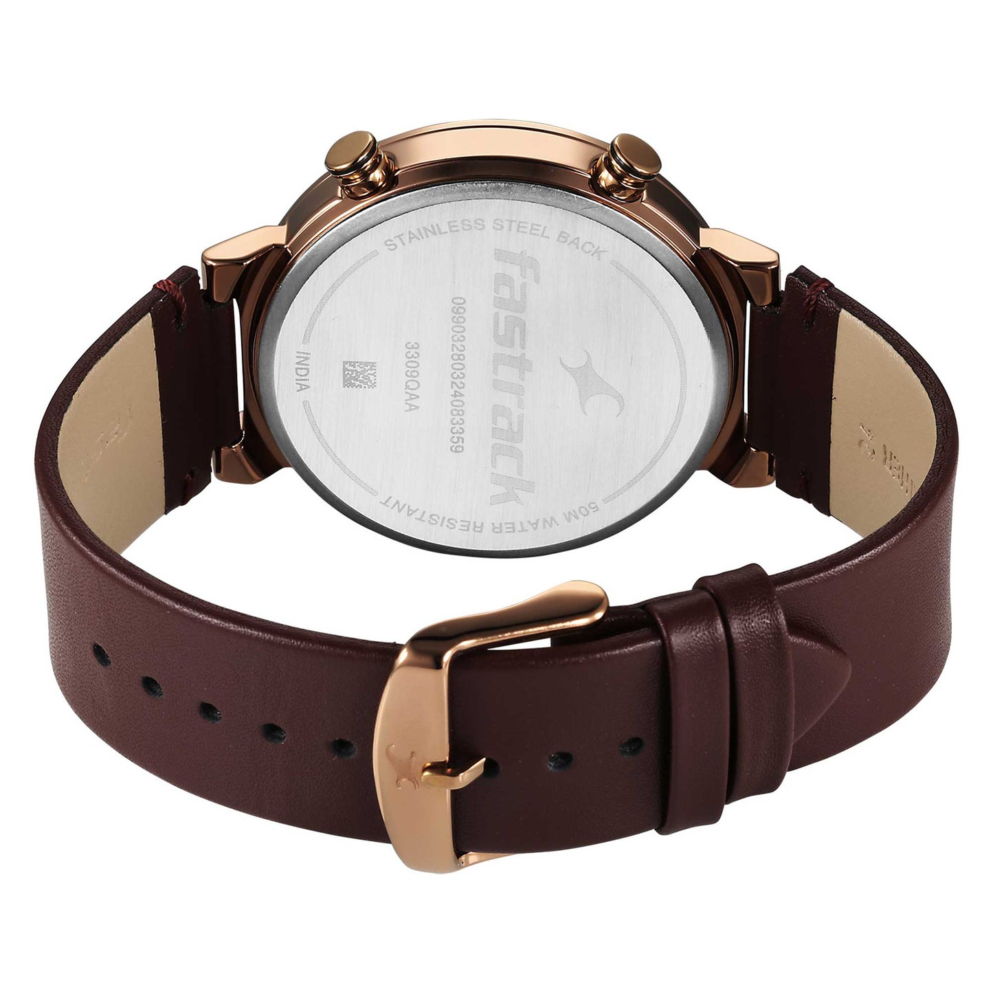 Fastrack Brown Dial Leather Strap Analog Micromotor Watch for Men