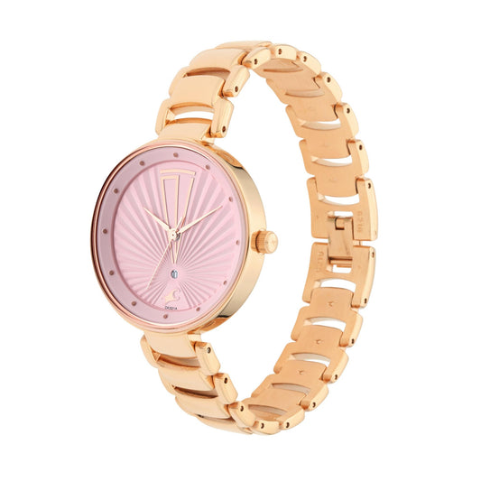 Fastrack Fastrack Ruffles Quartz Analog with Date Pink Dial Stainless Steel Strap Watch for Girls