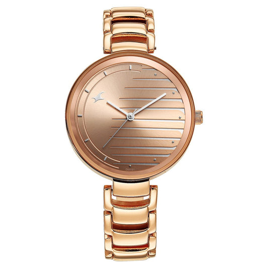 Fastrack Style Up Quartz Analog Champagne Dial Metal Strap Watch for Girls