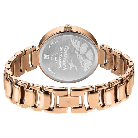Fastrack Style Up Quartz Analog Champagne Dial Metal Strap Watch for Girls