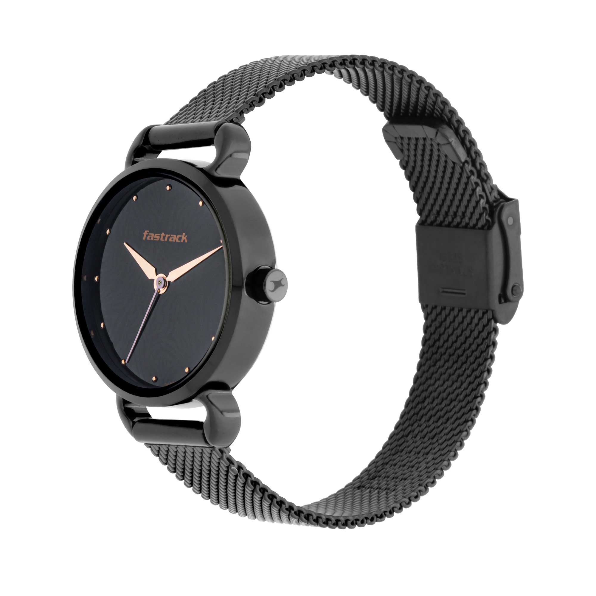 Fastrack  Animal Print Watch with Black Dial (6221NM02)