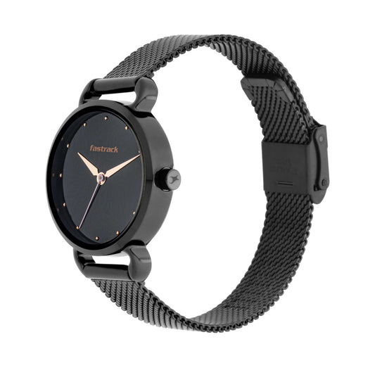 Fastrack  Animal Print Watch with Black Dial (6221NM02)