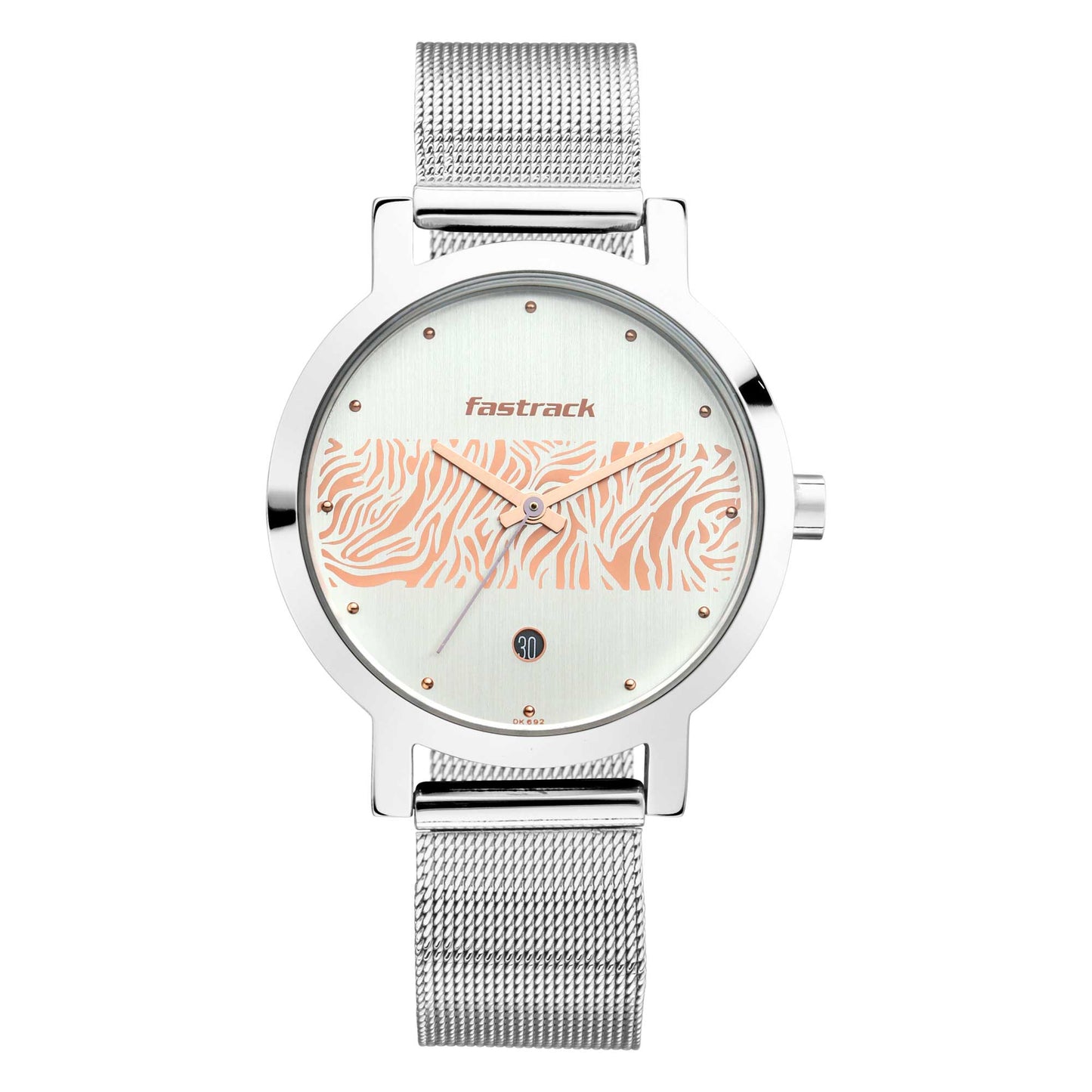 Fastrack Animal Print Watch with Silver with Rose Gold pattern on Dial (6222SM03)
