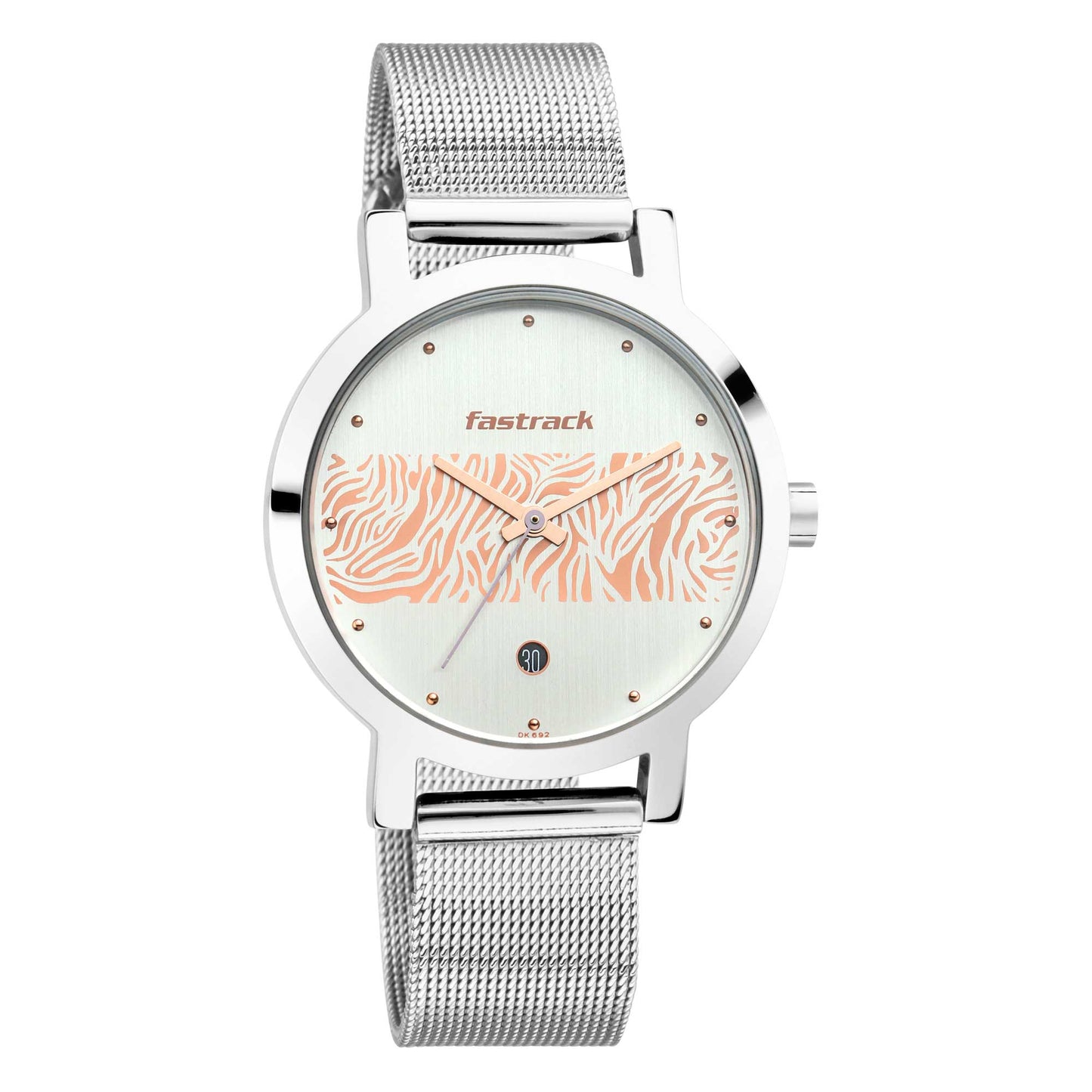 Fastrack Animal Print Watch with Silver with Rose Gold pattern on Dial (6222SM03)
