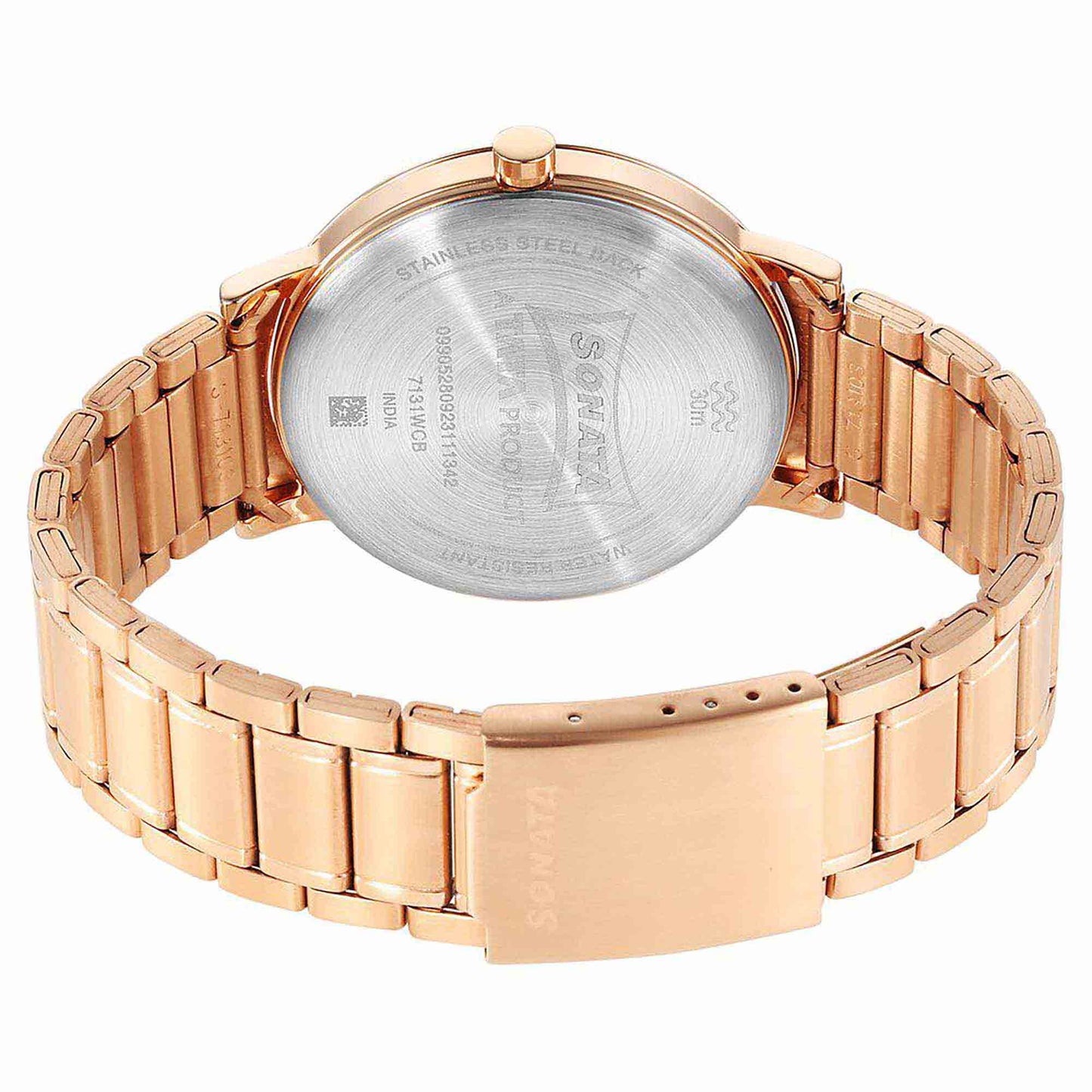Sota Utsav Quartz Alog Champagne Dial Stainless Steel Strap Watch for Men (7131WM01)