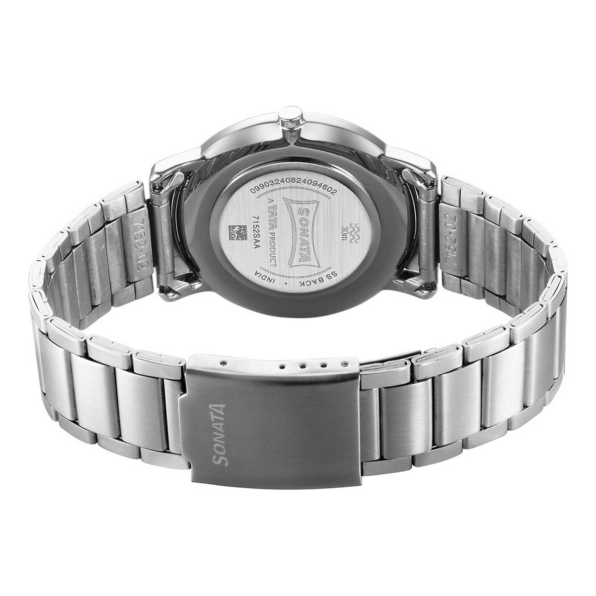 Sonata White Dial Silver Stainless Steel Strap Analog Watch for Men