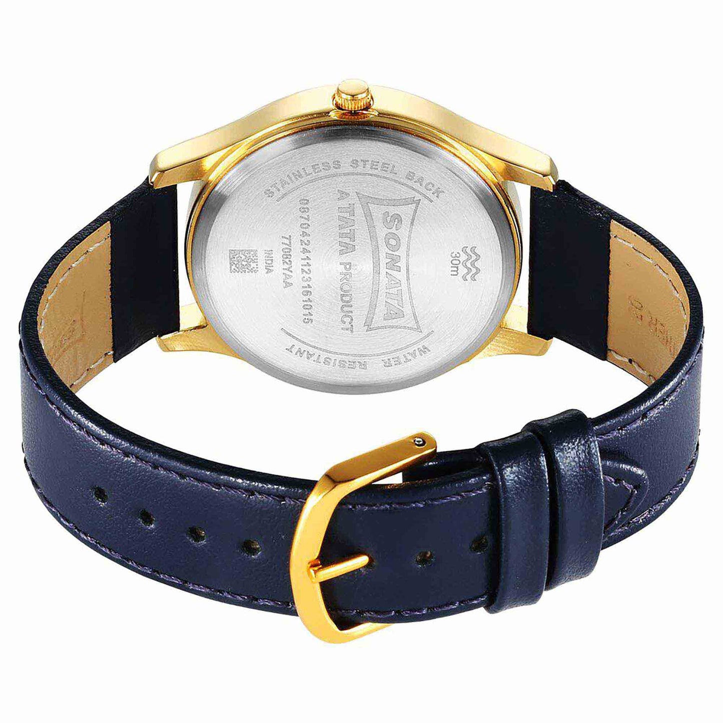 Sota Traditiol Essentials Quartz Alog Blue Dial Leather Strap Watch for Men (77082YL10)