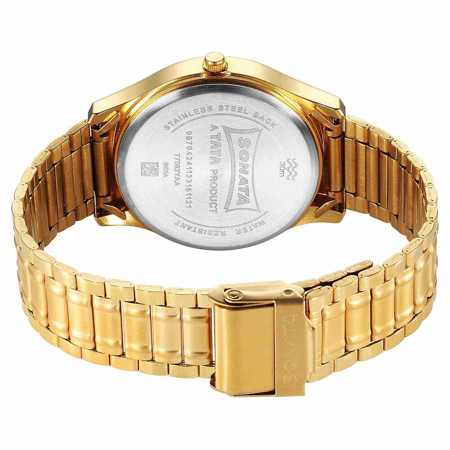 Sota Traditiol Essentials Quartz Alog Champagne Dial Stainless Steel Strap Watch for Men (77082YM11)