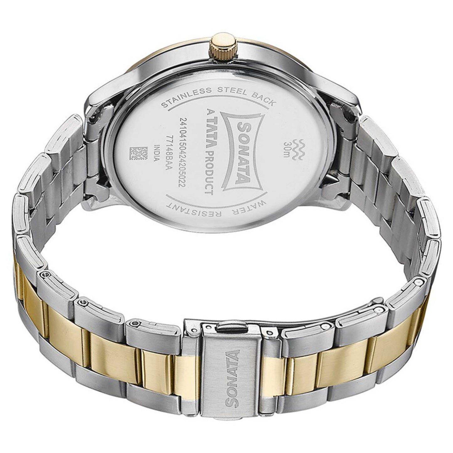 Sota Quartz Alog Golden Dial Two Toned Stainless Steel Strap Watch For Men (77148BM01)