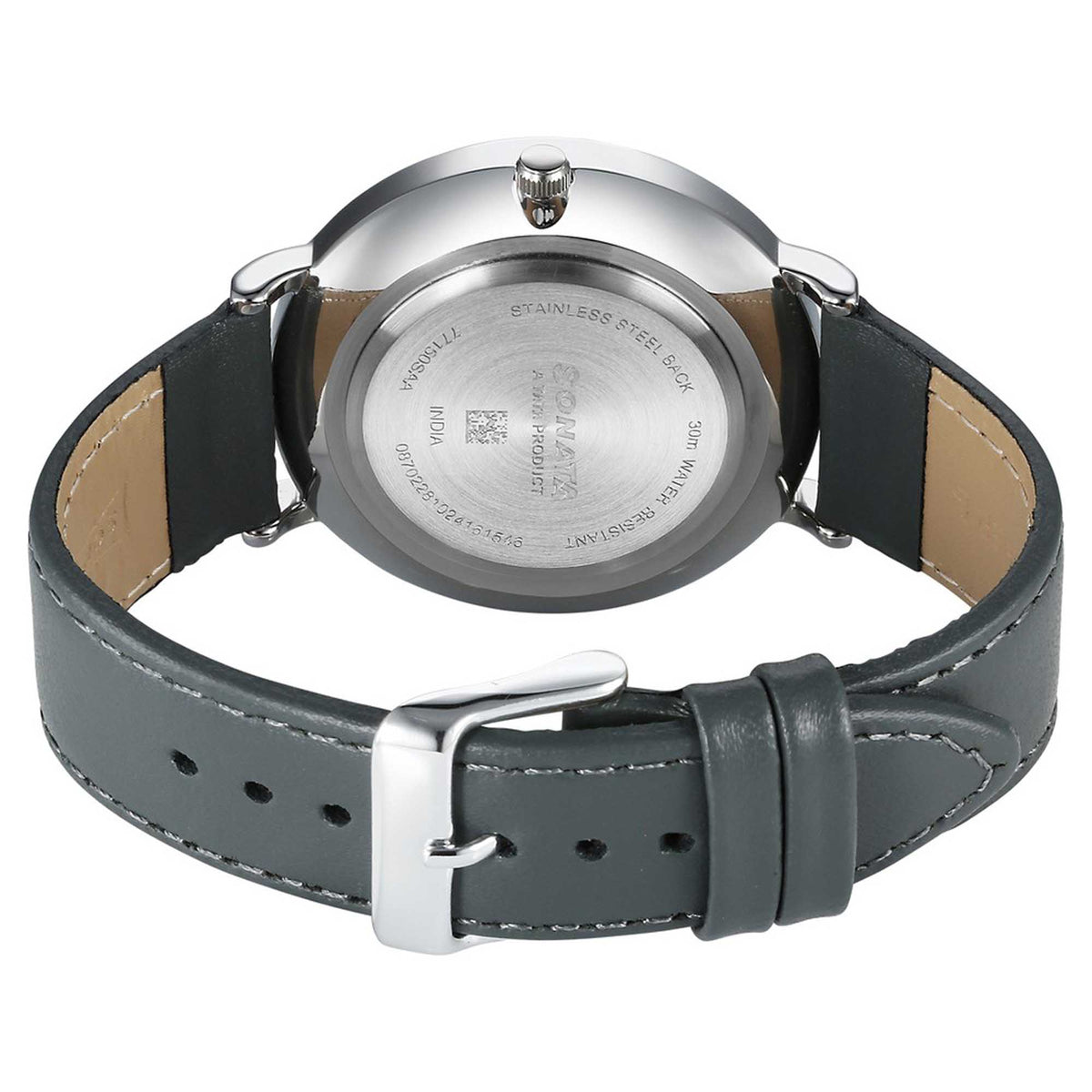 Sonata Grey Dial Leather Strap Analog Watch for Men