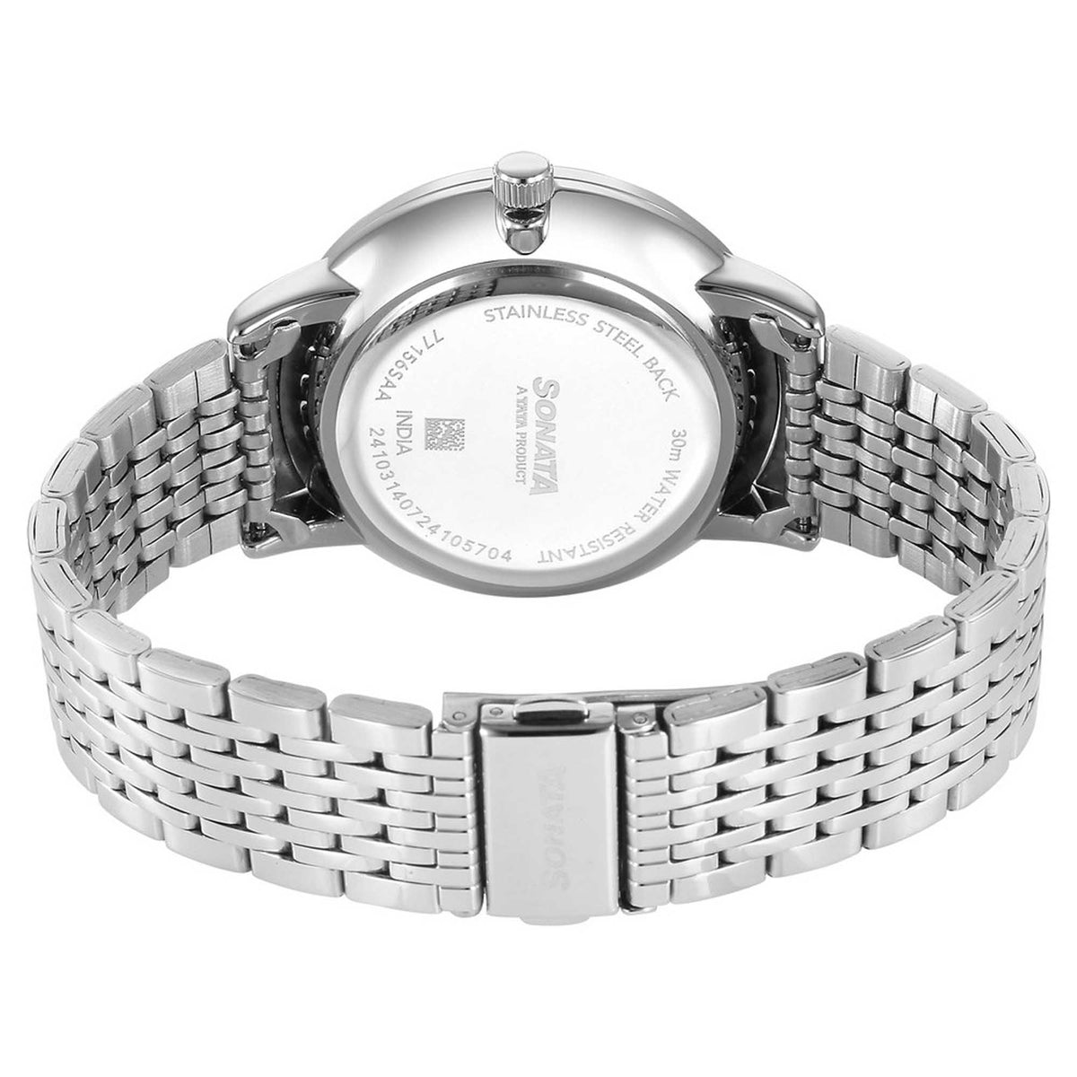 Sonata Green Dial Silver Stainless Steel Strap Analog Watch for Men