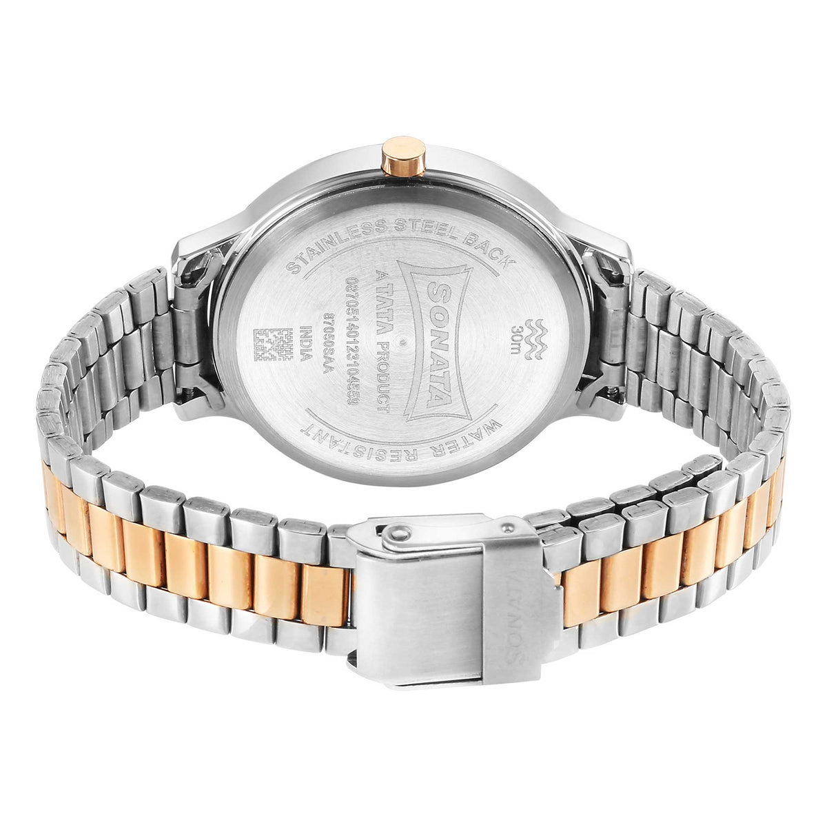 Sonata Rose Gold Dial Two Toned Stainless Steel Strap Analog Watch for Women