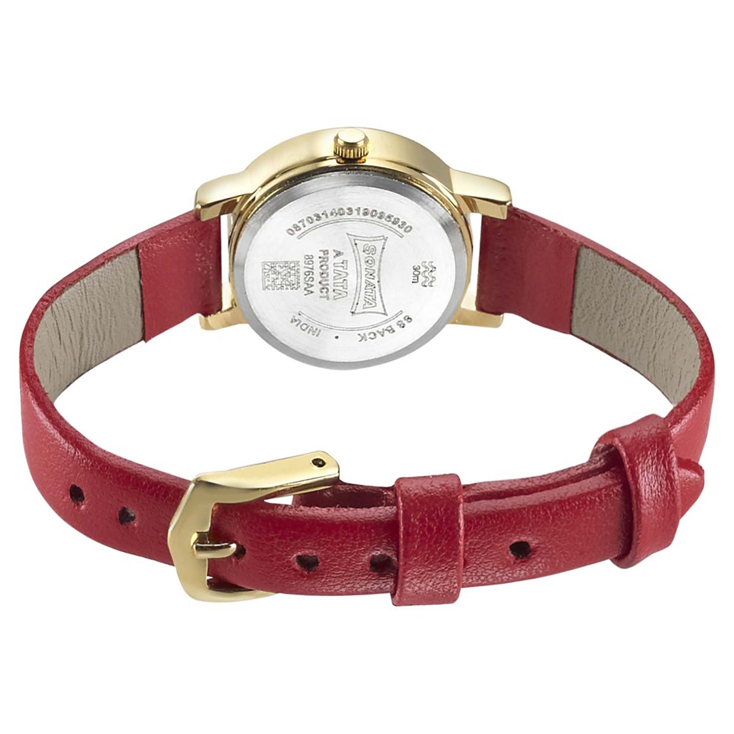 Sonata Fashion Champagne Dial Pink Leather Strap Analog Watch for Women