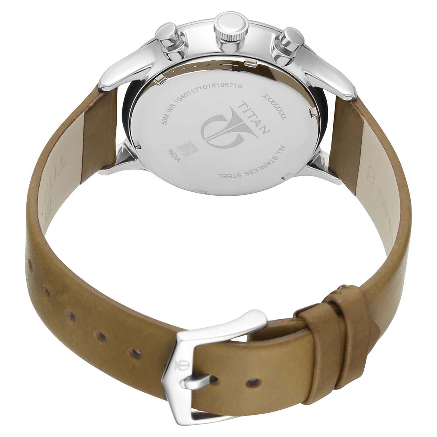Titan Fashion White Dial Tan Leather Strap Multifunction Watch for Men