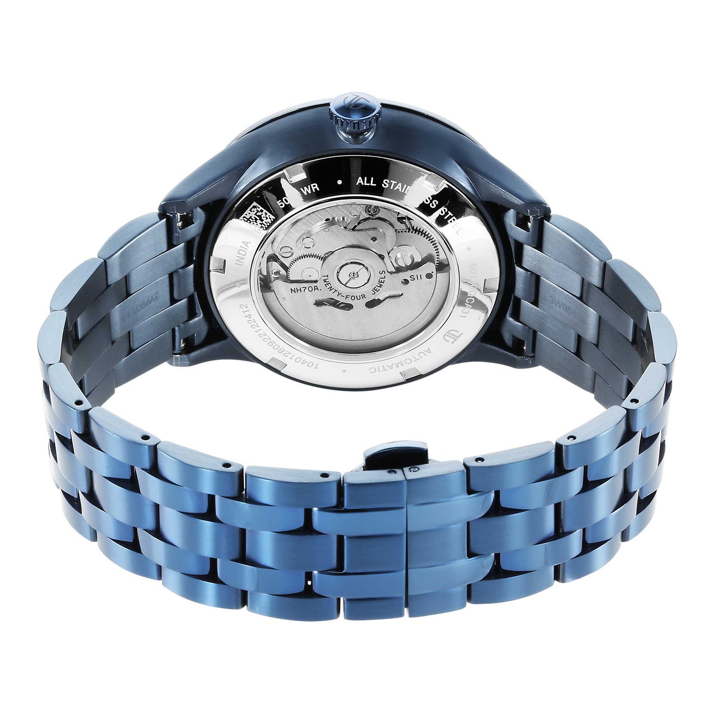 Metal Mechanicals Blue Dial Stainless Steel Strap Watch for Men 90140QM03