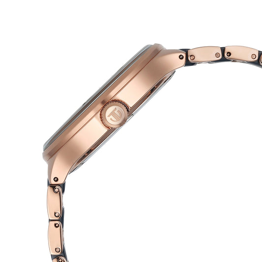 Titan Ceramic Fusion Quartz Multifunction Blue Dial With Two Toned Color Stainless Steel Strap Watch For Men