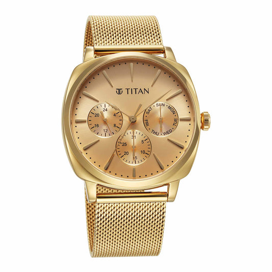 Titan Classique Suave Case Material Stainless Steel ShapeRound Men Watch (90189YM02)