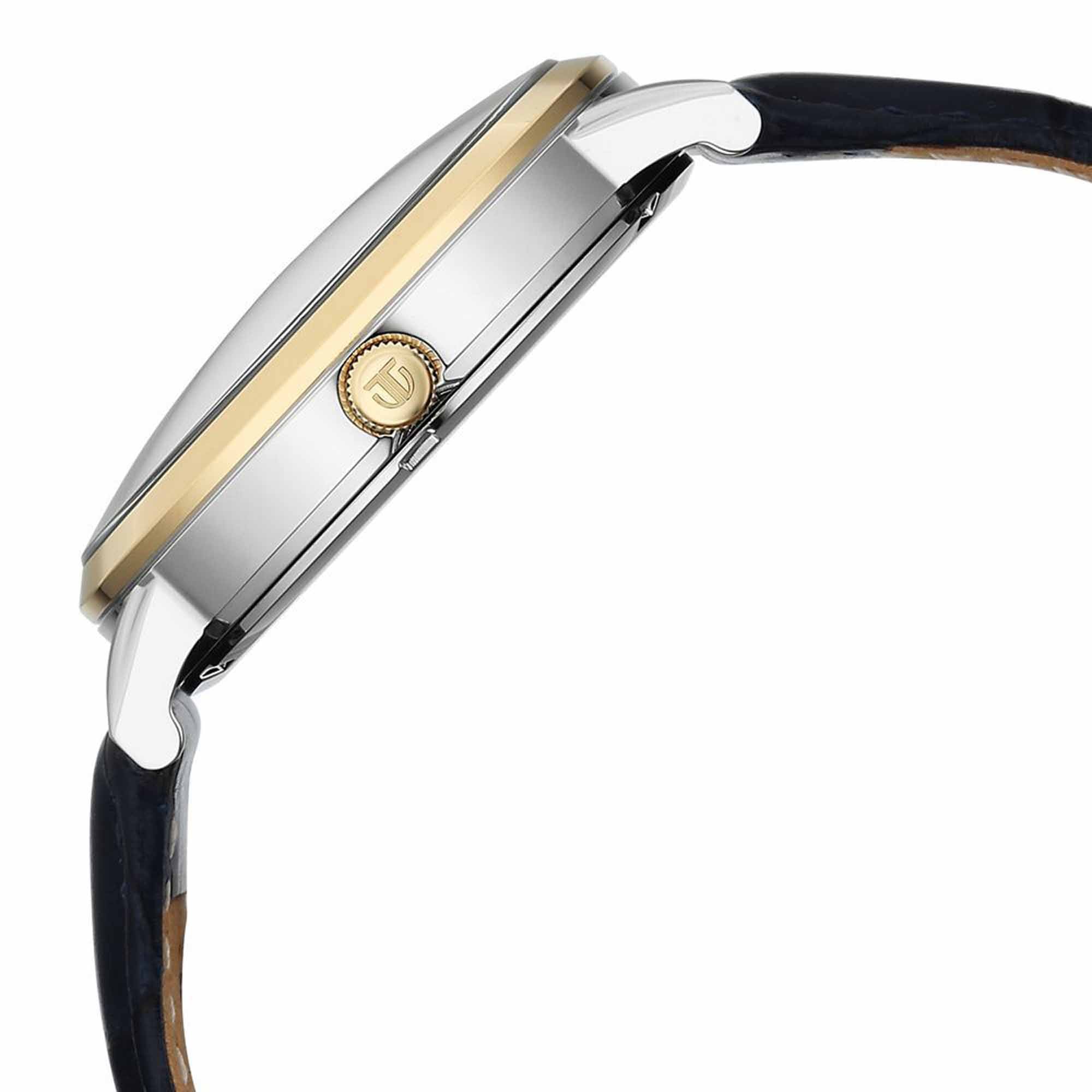 Titan Elegance Analog with Date by Hand and Blue Dial Blue Leather Strap Watch for Men 90202BL01