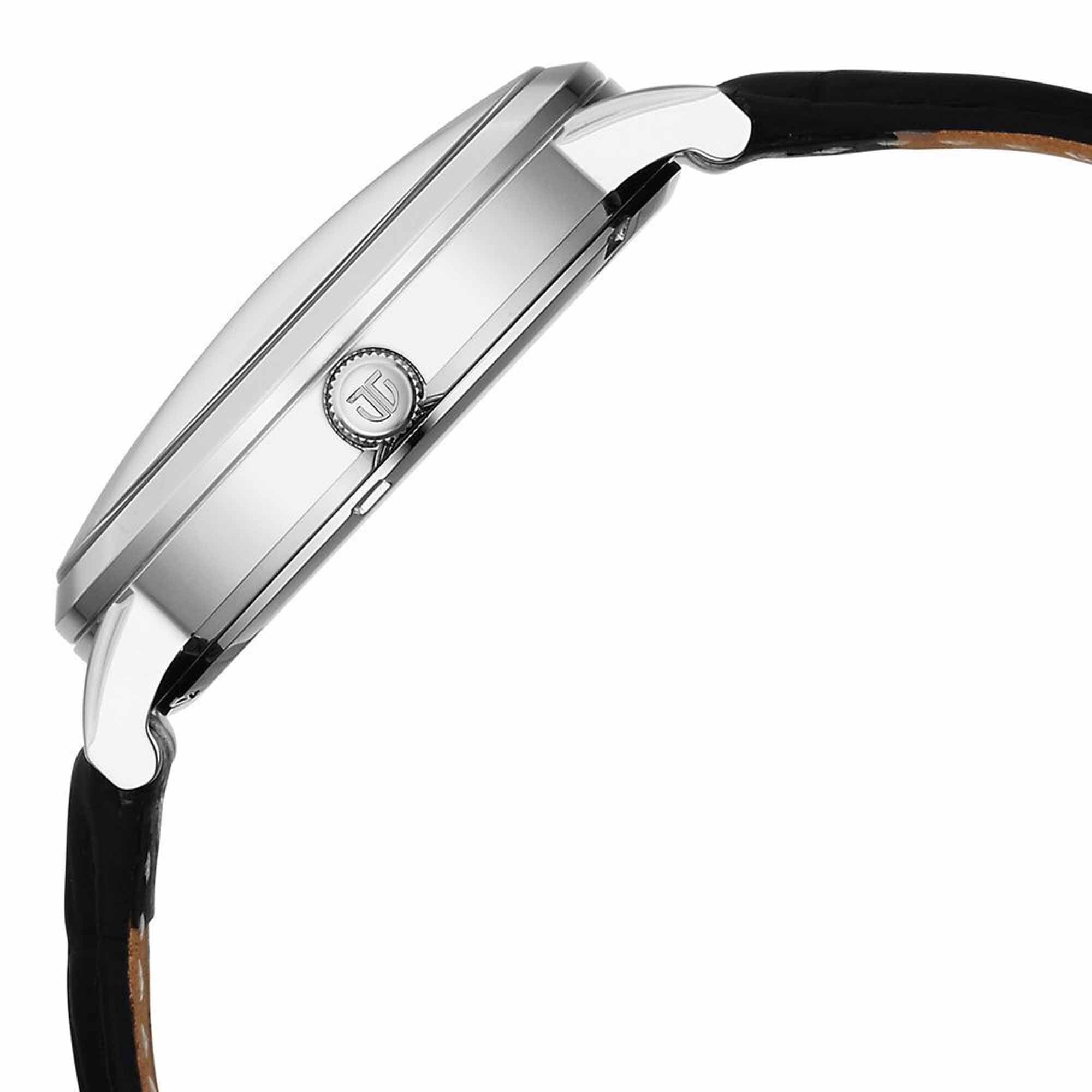 Titan Elegance Analog with Date by Hand and Dark Grey Dial Black Leather Strap Watch for Men 90202SL02