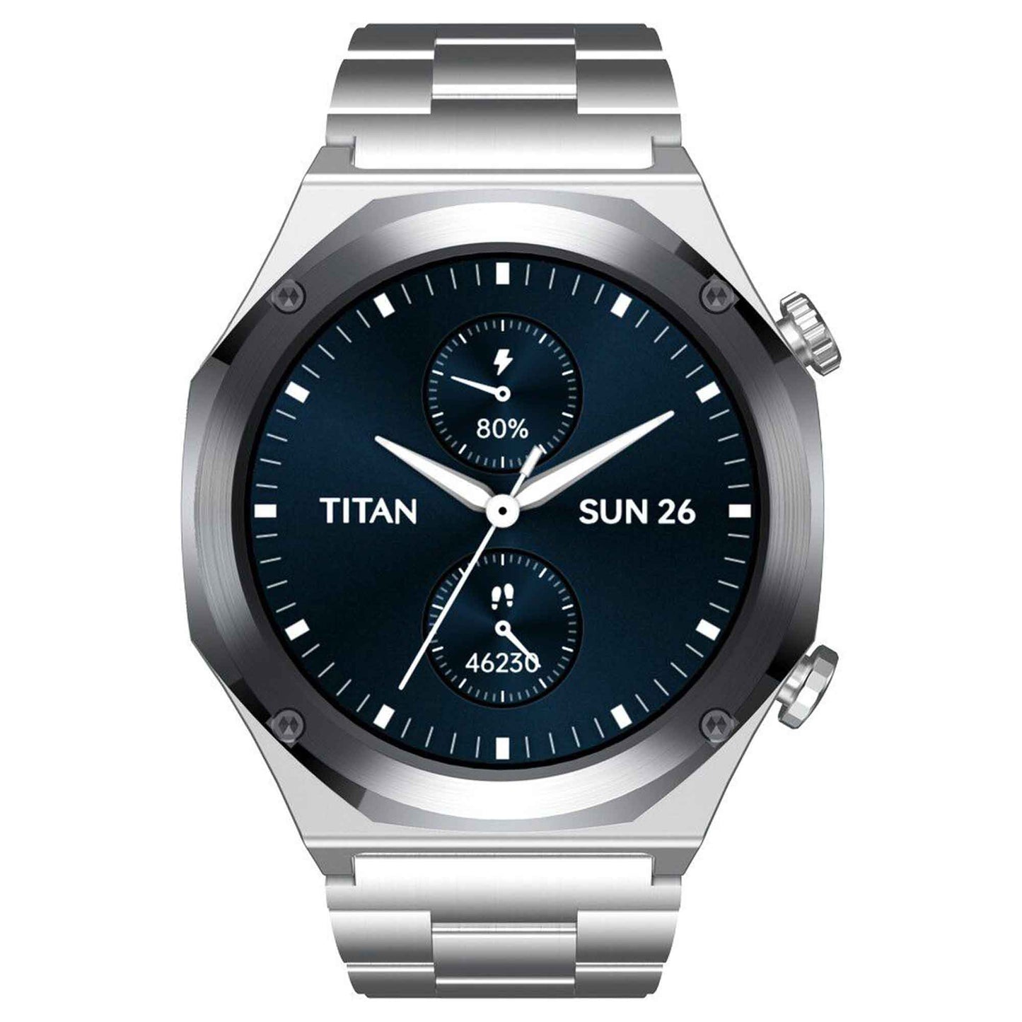 Titan Maestro Premium Metal Smartwatch with All SS construction, SingleSync BT Calling, Functional Crown