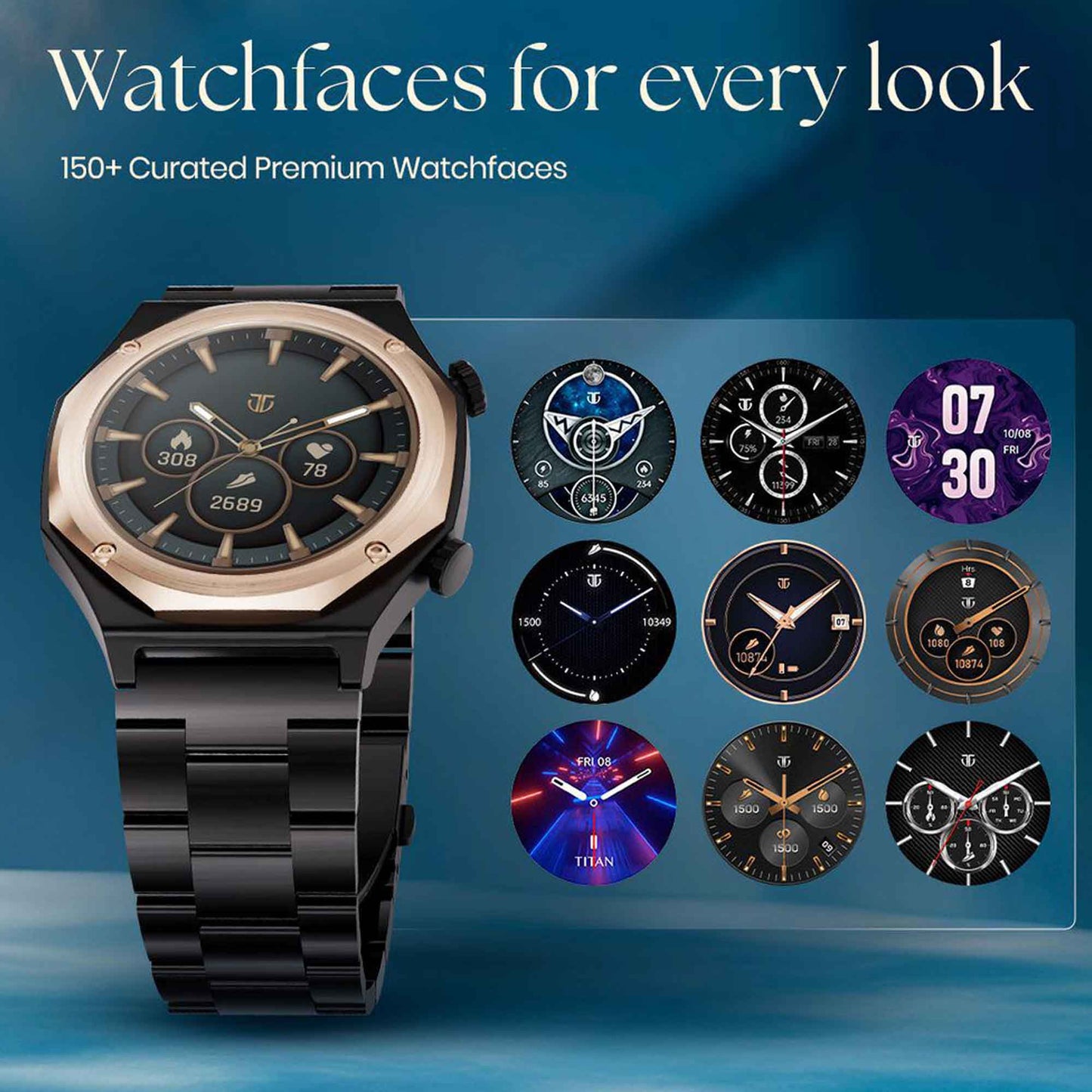 Titan Maestro Premium Metal Smartwatch with All SS construction, SingleSync BT Calling, Functional Crown