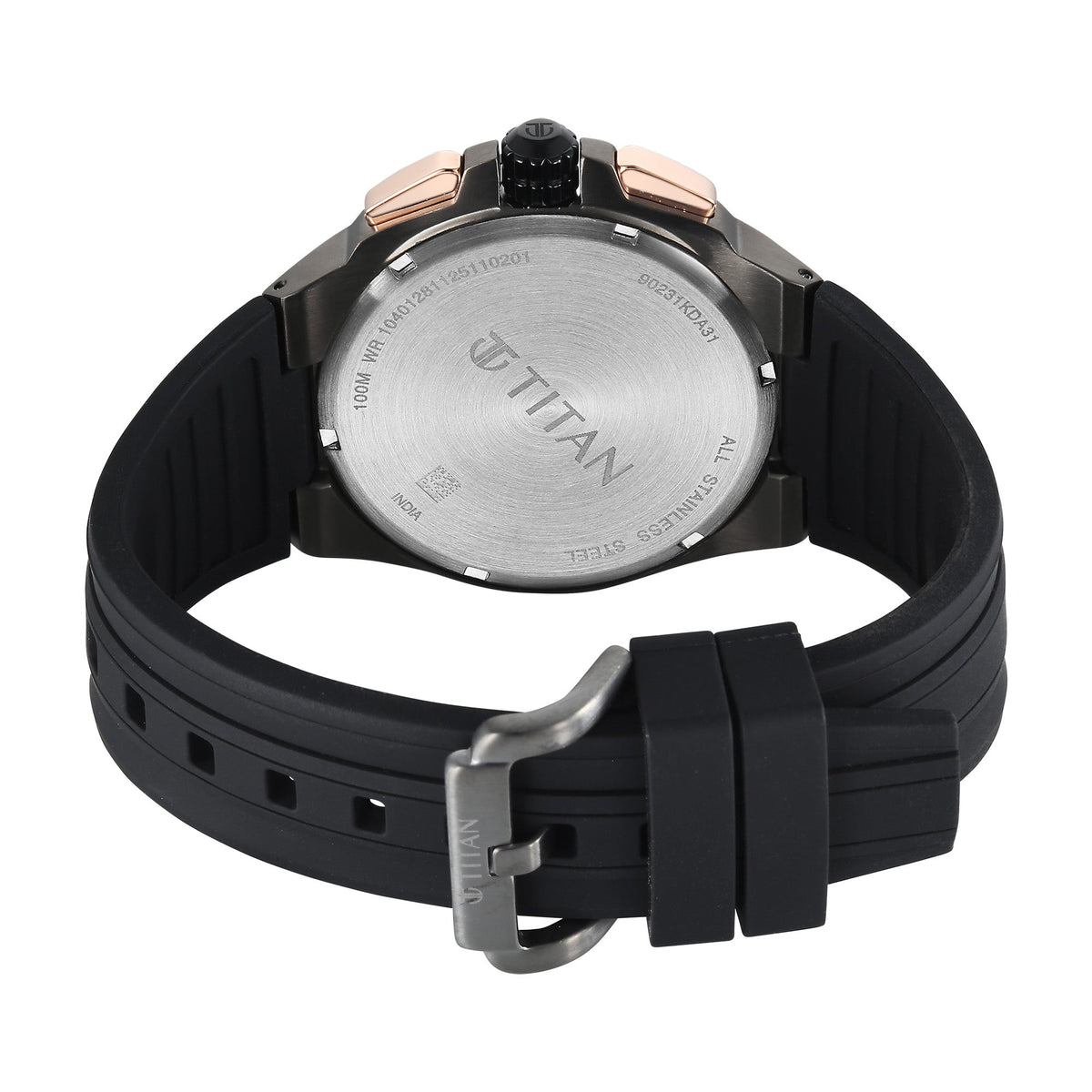 Titan Sport Grey Round Dial Black Silicone Strap Multifunction Watch For Men