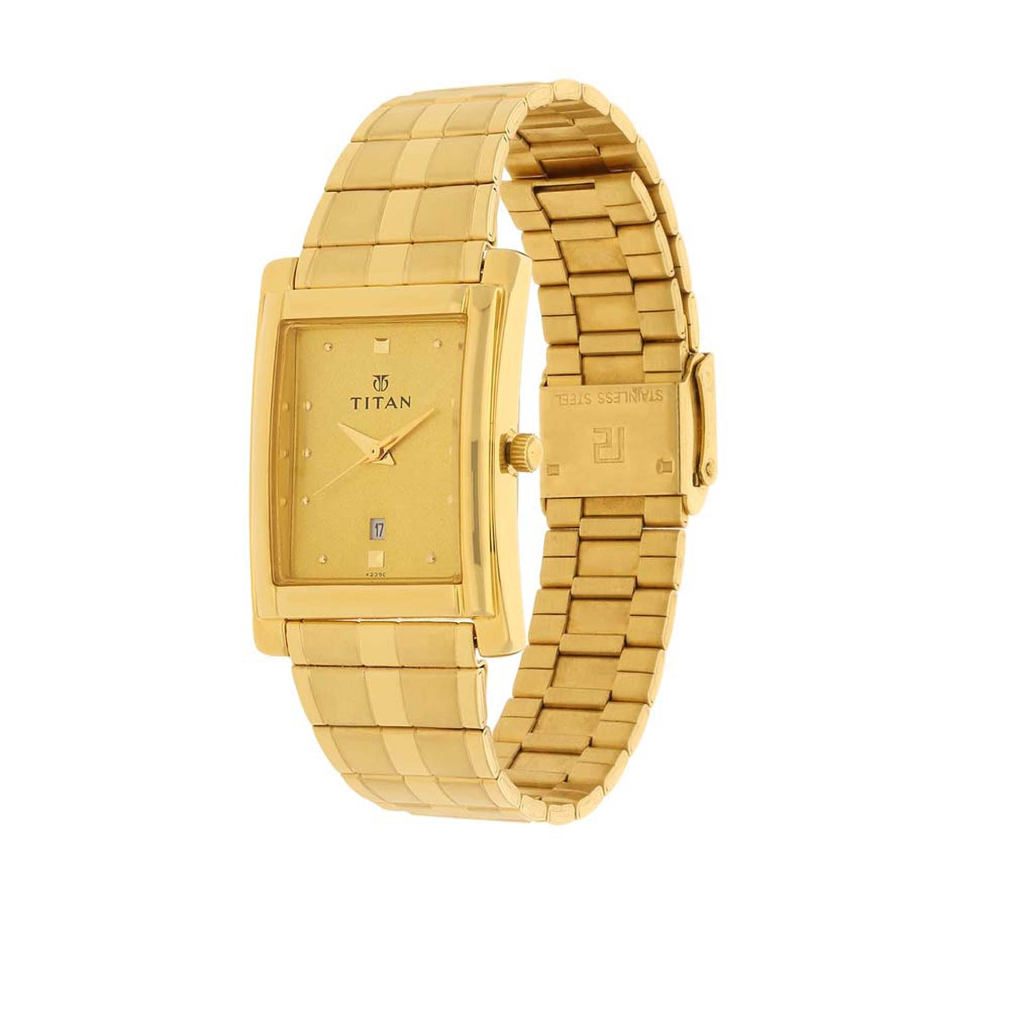 Titan Champagne Dial Analog with Date Metal Strap Watch for Men
