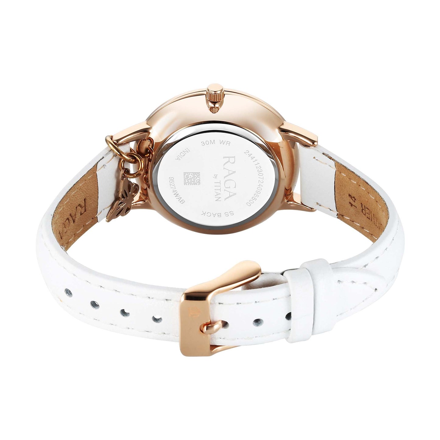 Titan Raga Showstopper 2.0 Quartz Analog Mother Of Pearl Dial Cream Color Leather Strap Watch For Women