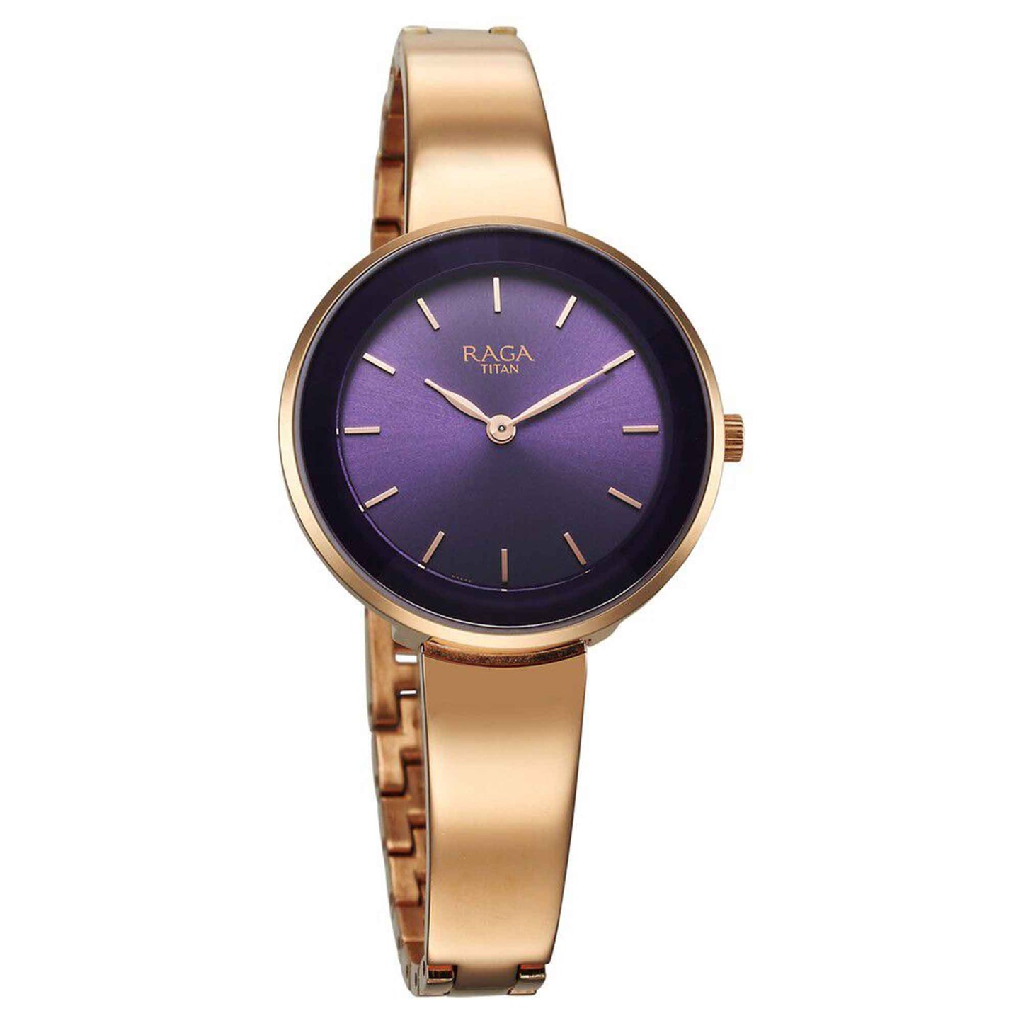 Titan Raga Showstopper Quartz Alog Purple Dial Metal Strap Watch for Women (95276WM01)