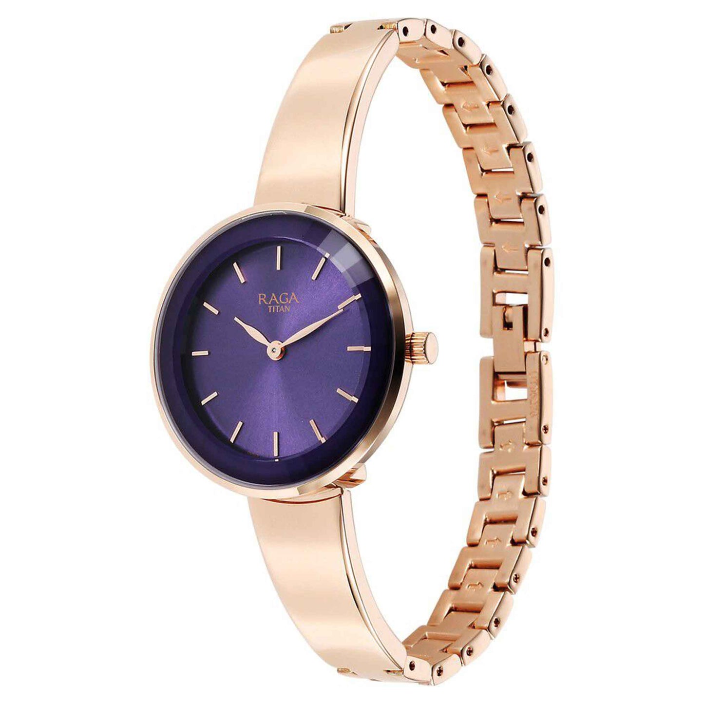 Titan Raga Showstopper Quartz Alog Purple Dial Metal Strap Watch for Women (95276WM01)