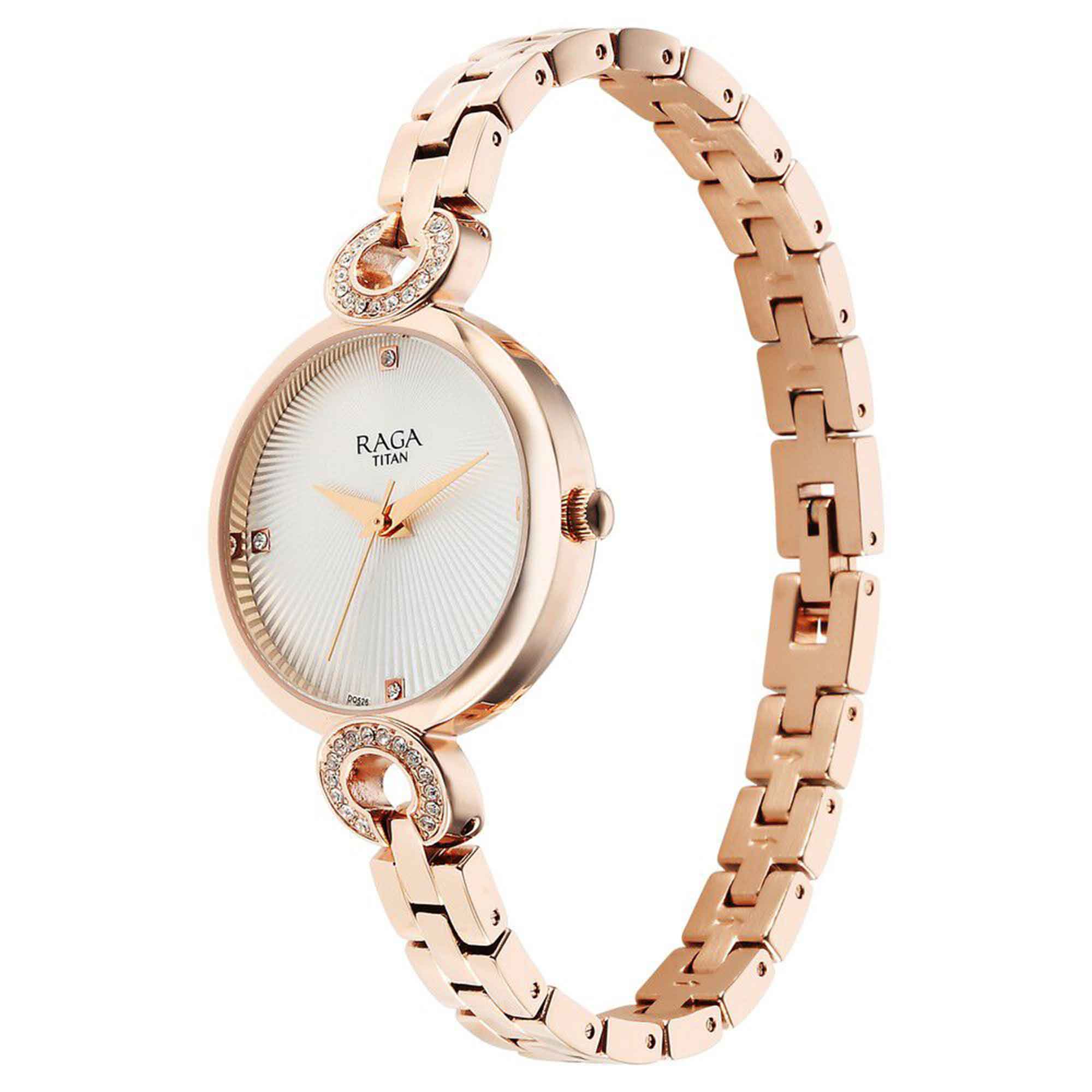 Titan Raga Showstopper Quartz Alog White Dial Metal Strap Watch for Women