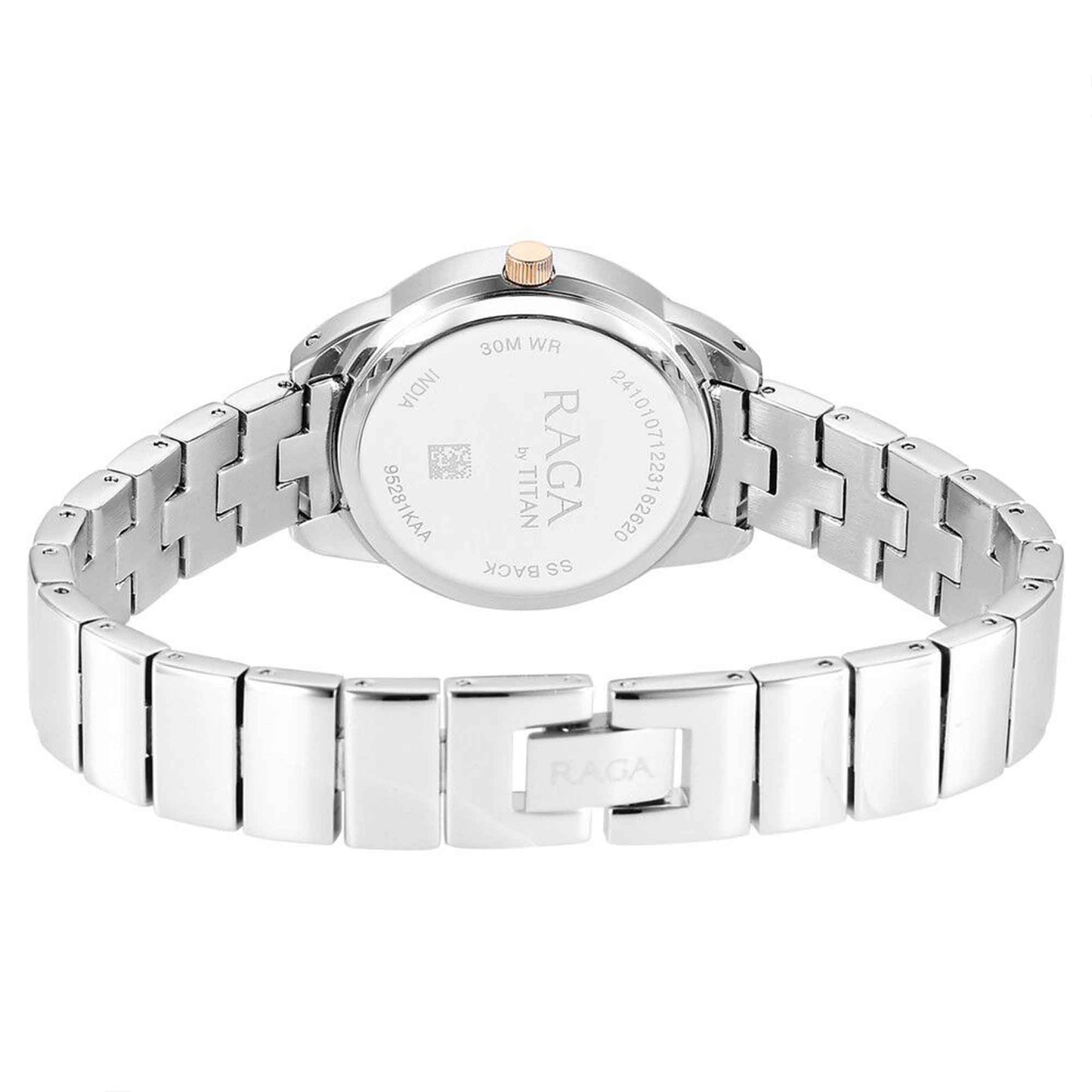 Titan Raga Showstopper Quartz Alog Purple Dial Metal Strap Watch for Women