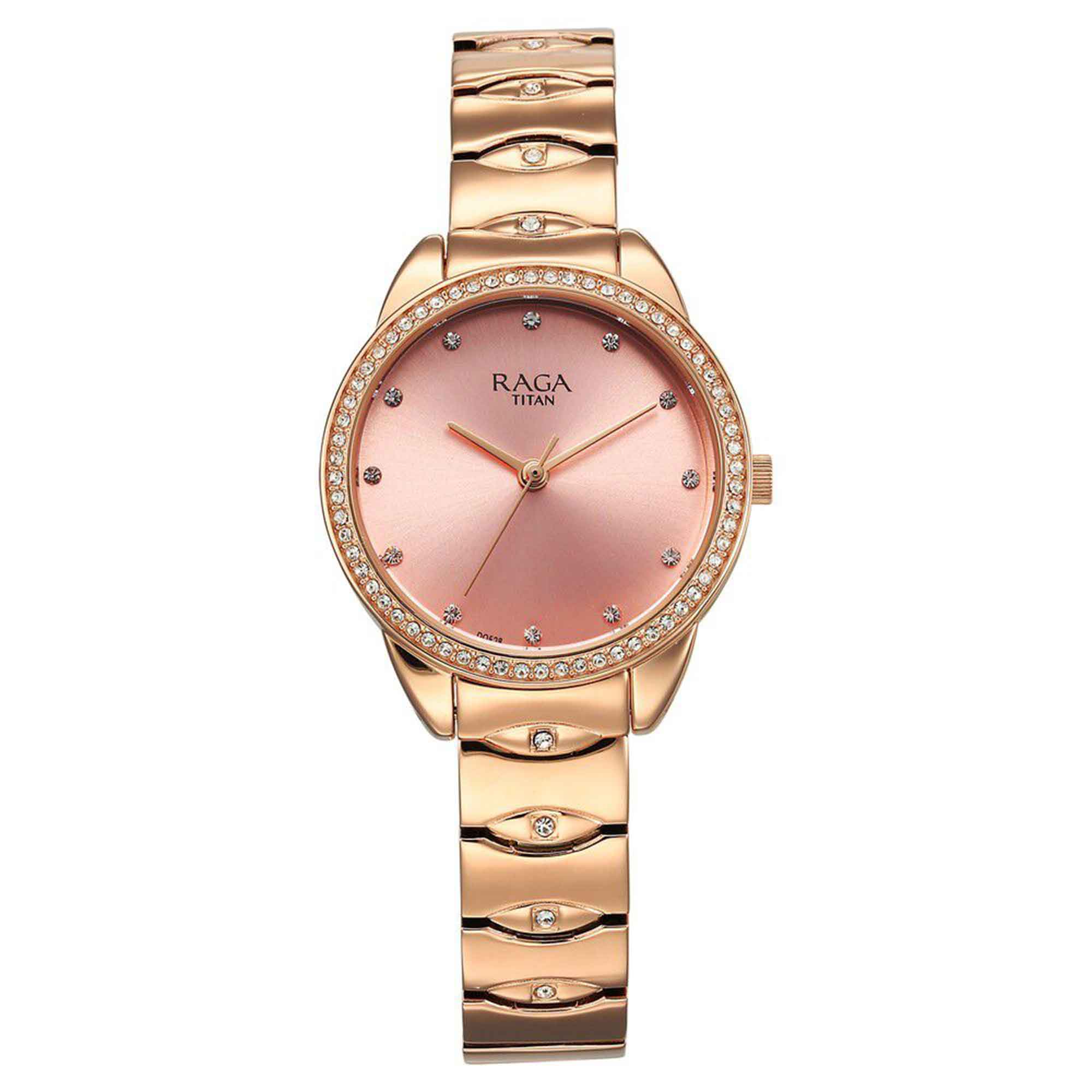 Titan Raga Showstopper Quartz Alog Pink Dial Metal Strap Watch for Women