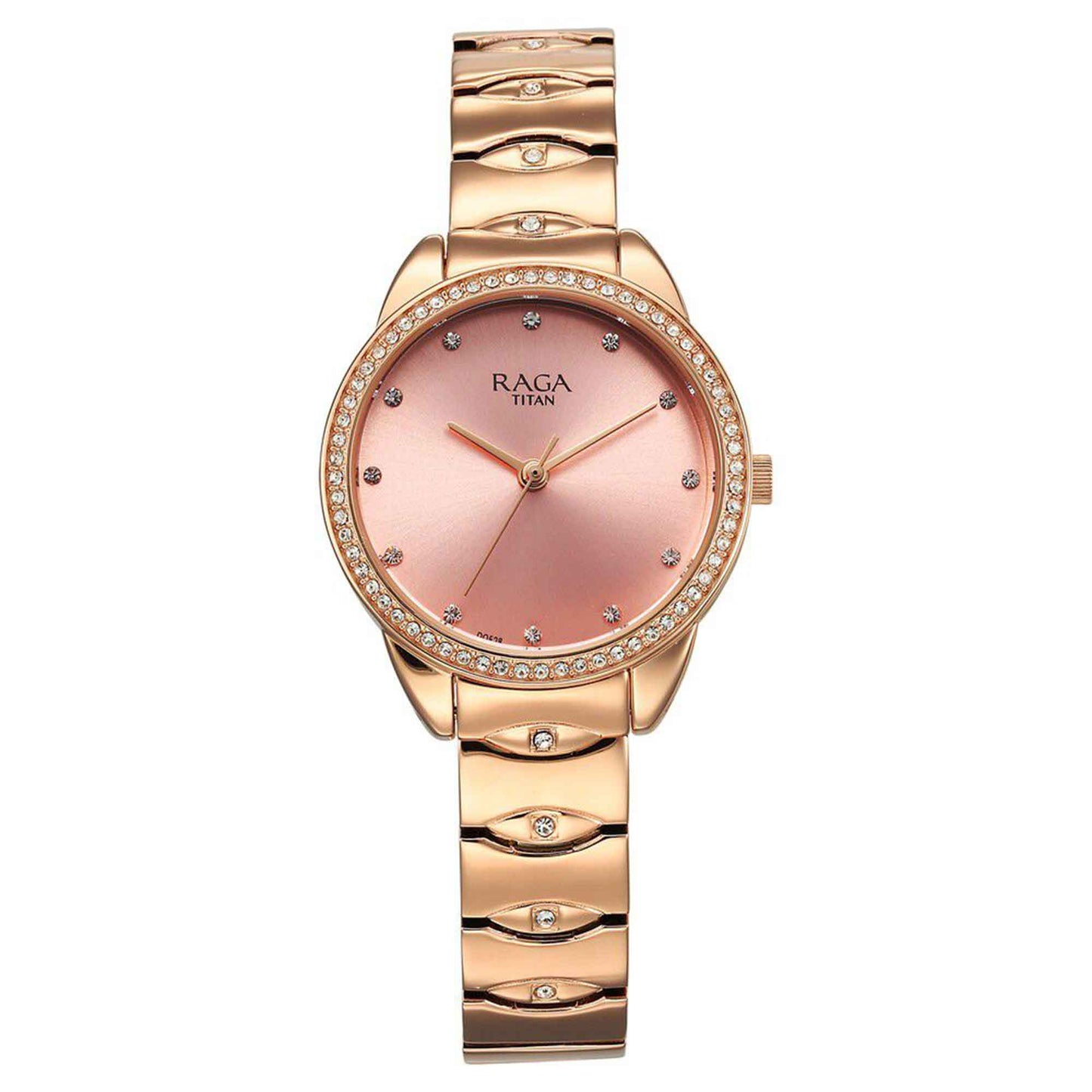 Titan Raga Showstopper Quartz Alog Pink Dial Metal Strap Watch for Women