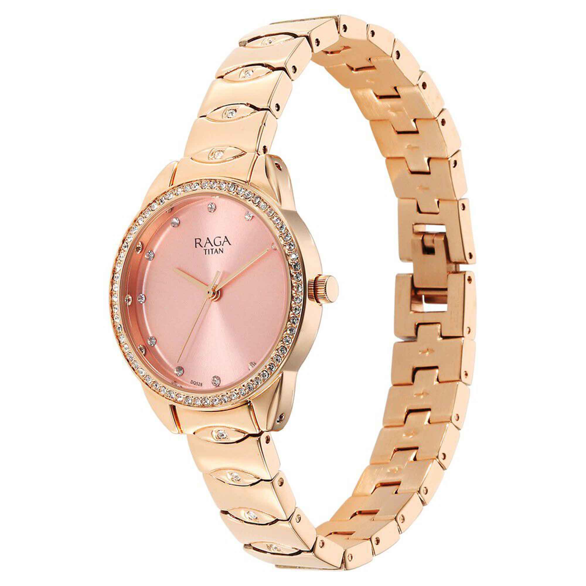 Titan Raga Showstopper Quartz Alog Pink Dial Metal Strap Watch for Women