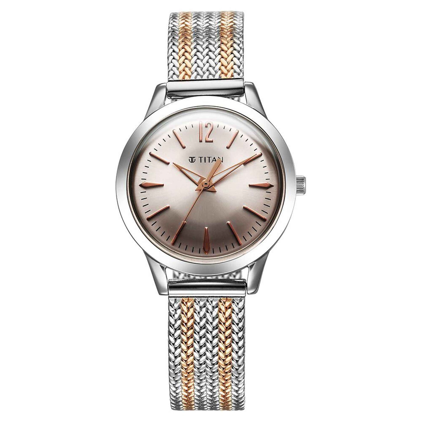 Titan Titan Timeless Urban Quartz Analog Pink Dial Metal Strap Watch For Women