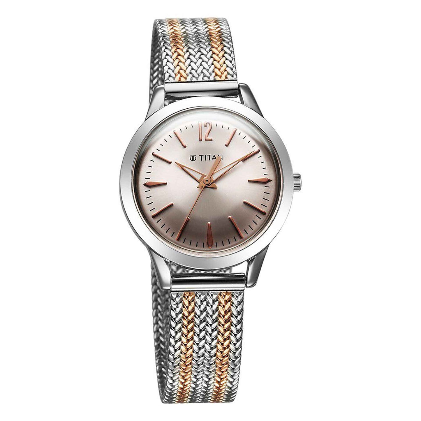 Titan Titan Timeless Urban Quartz Analog Pink Dial Metal Strap Watch For Women