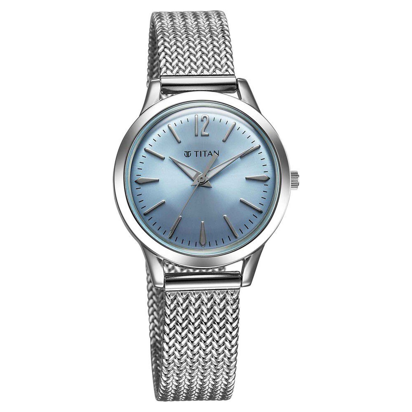 Titan Titan Timeless Urban Quartz Analog Blue Dial Metal Strap Watch For Women