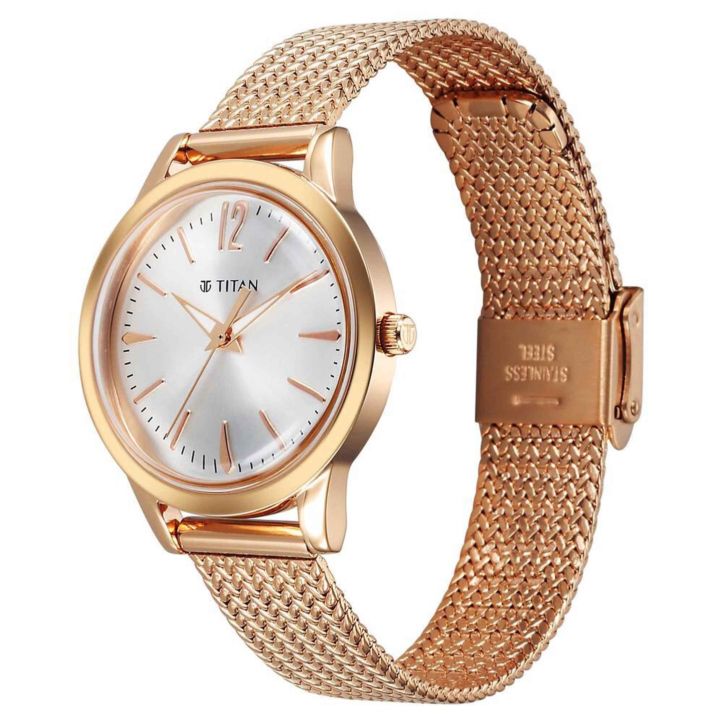 Titan Titan Timeless Urban Quartz Analog Silver Dial Metal Strap Watch For Women
