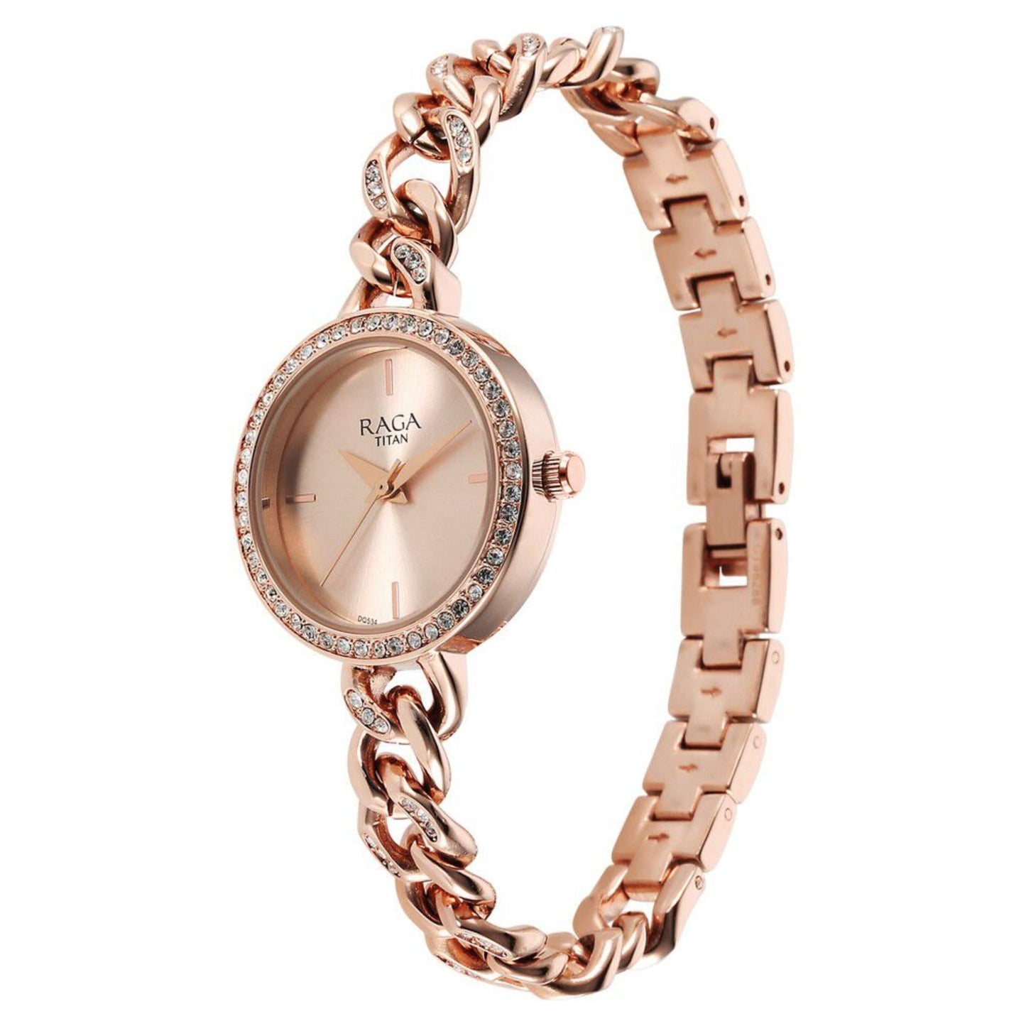 Titan Raga Showstopper Quartz Analog Rose Gold Round Dial Rose Gold Metal Strap Watch For Women 95288WM01