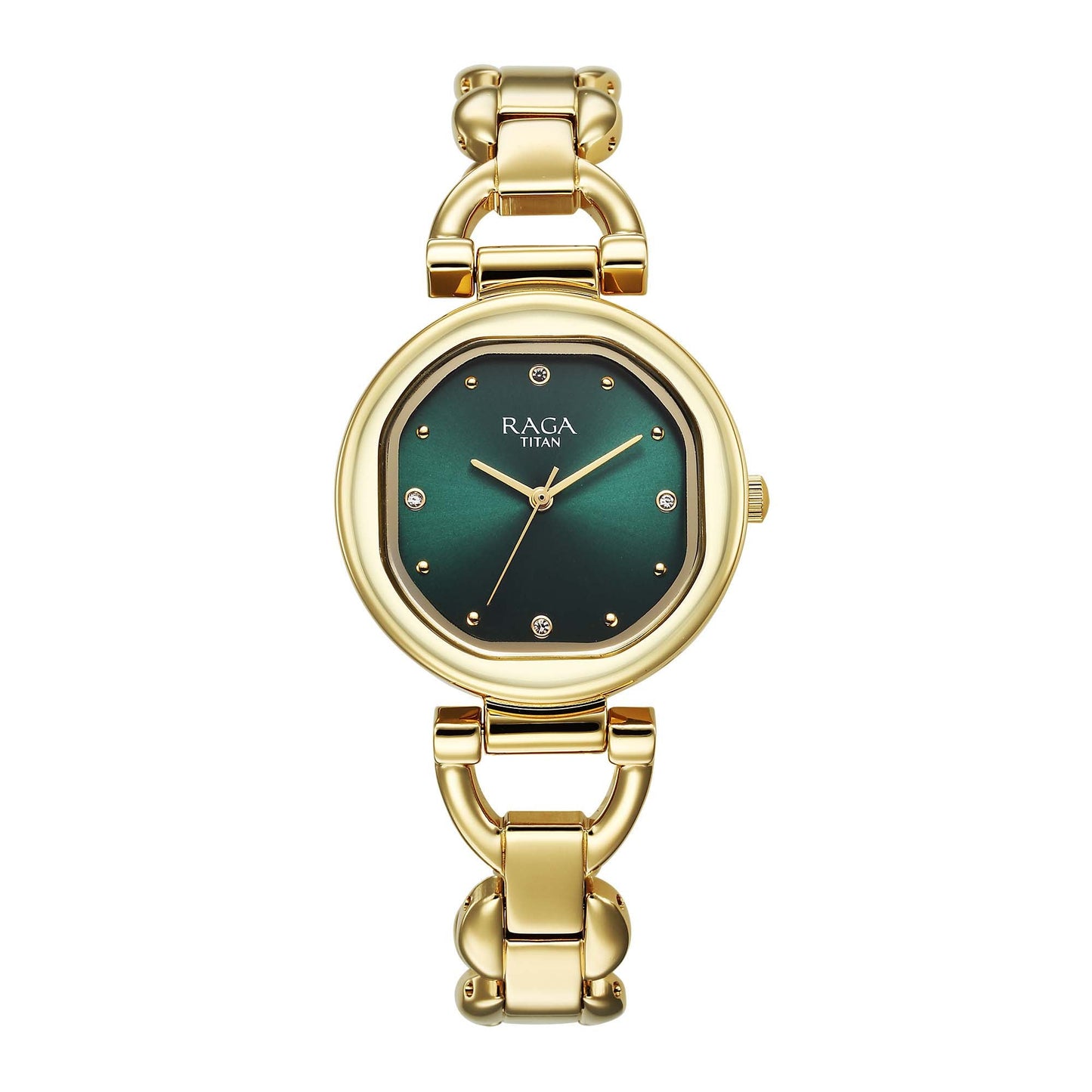 Titan Raga Showstopper 2.0 Strap Material Stainless Steel Dial Colour Green 95301YM01