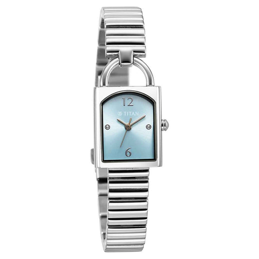 Titan Metro Quartz Analog Blue Dial Stainless Steel Strap Watch For Women