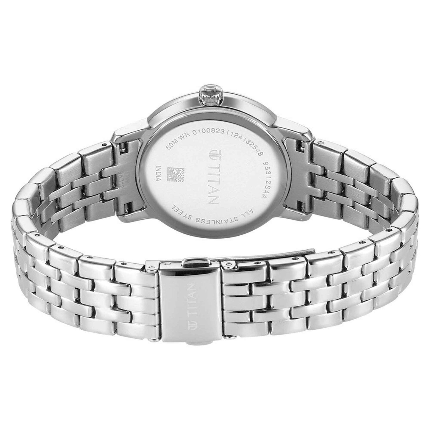 Titan Workmode Quartz Analog Blue Dial Stainless Steel Strap Watch For Women