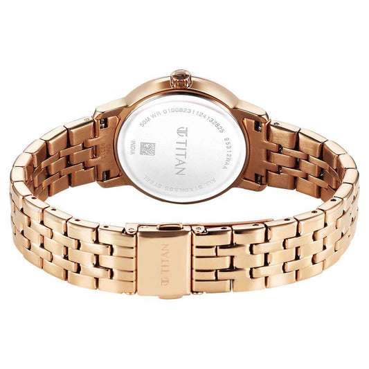 Titan Workmode Quartz Analog Silver sunray dial Dial Stainless Steel Strap Watch For Women