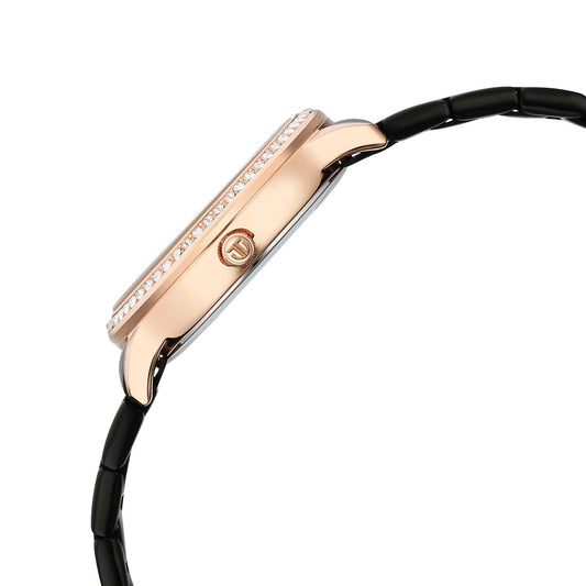 Titan Glamour Quartz Analog Black Dial Black Stainless Steel Strap Watch For Women
