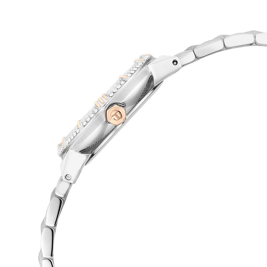 Titan Glamour Quartz Analog Mother Of Pearl Dial Two Toned Stainless Steel Strap Watch For Women