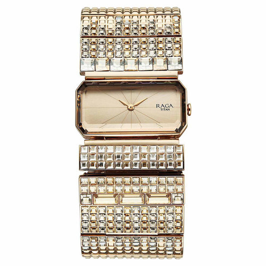 Titan Raga Cocktails Quartz Analog Rose Gold Dial Stainless Steel Strap Watch For Women 95318WM01