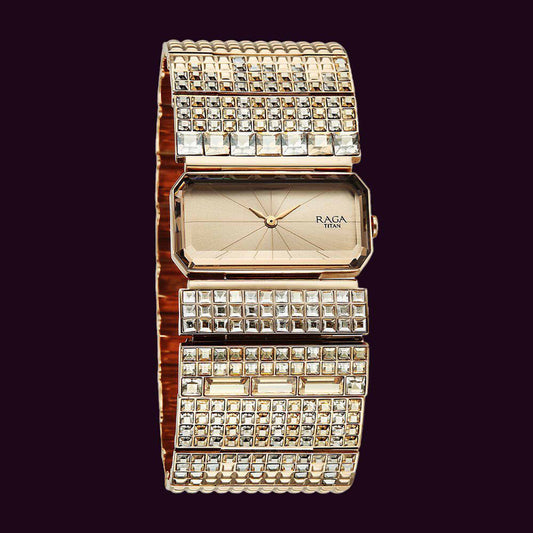 Titan Raga Cocktails Quartz Analog Rose Gold Dial Stainless Steel Strap Watch For Women 95318WM01