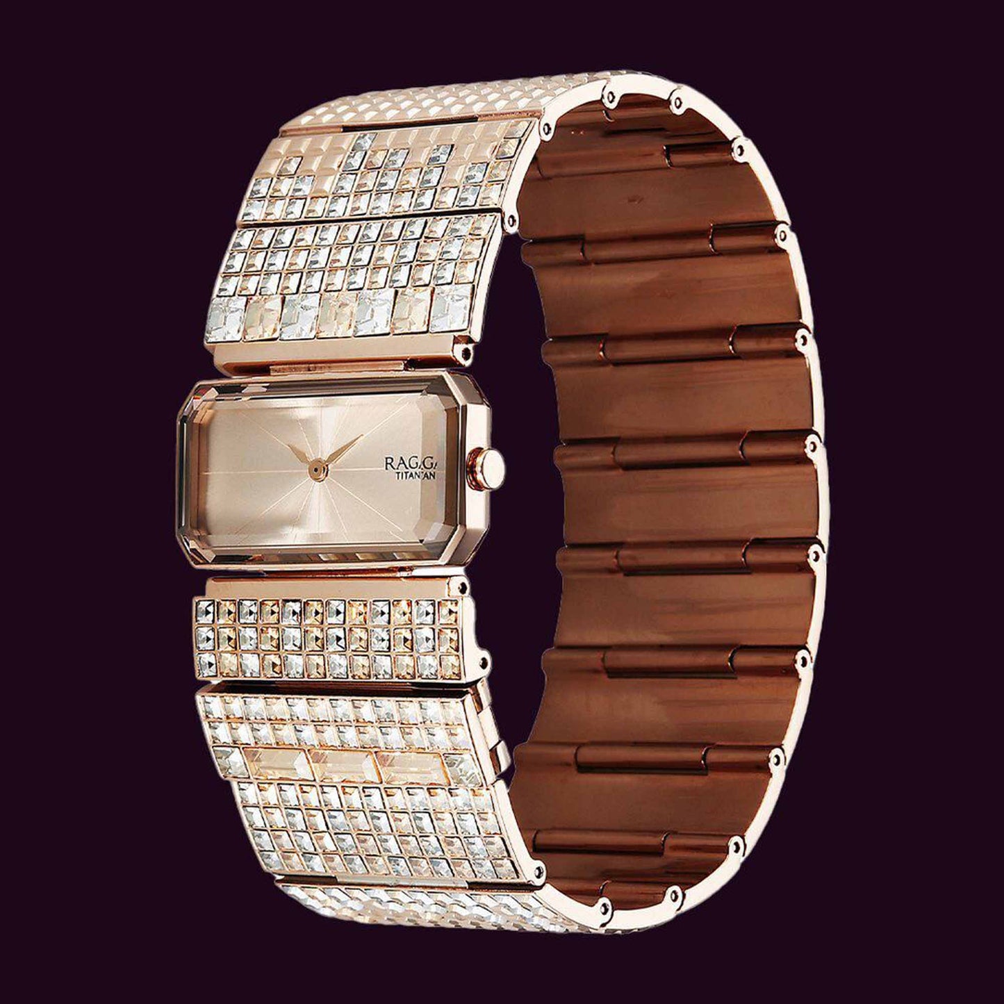 Titan Raga Cocktails Quartz Analog Rose Gold Dial Stainless Steel Strap Watch For Women 95318WM01