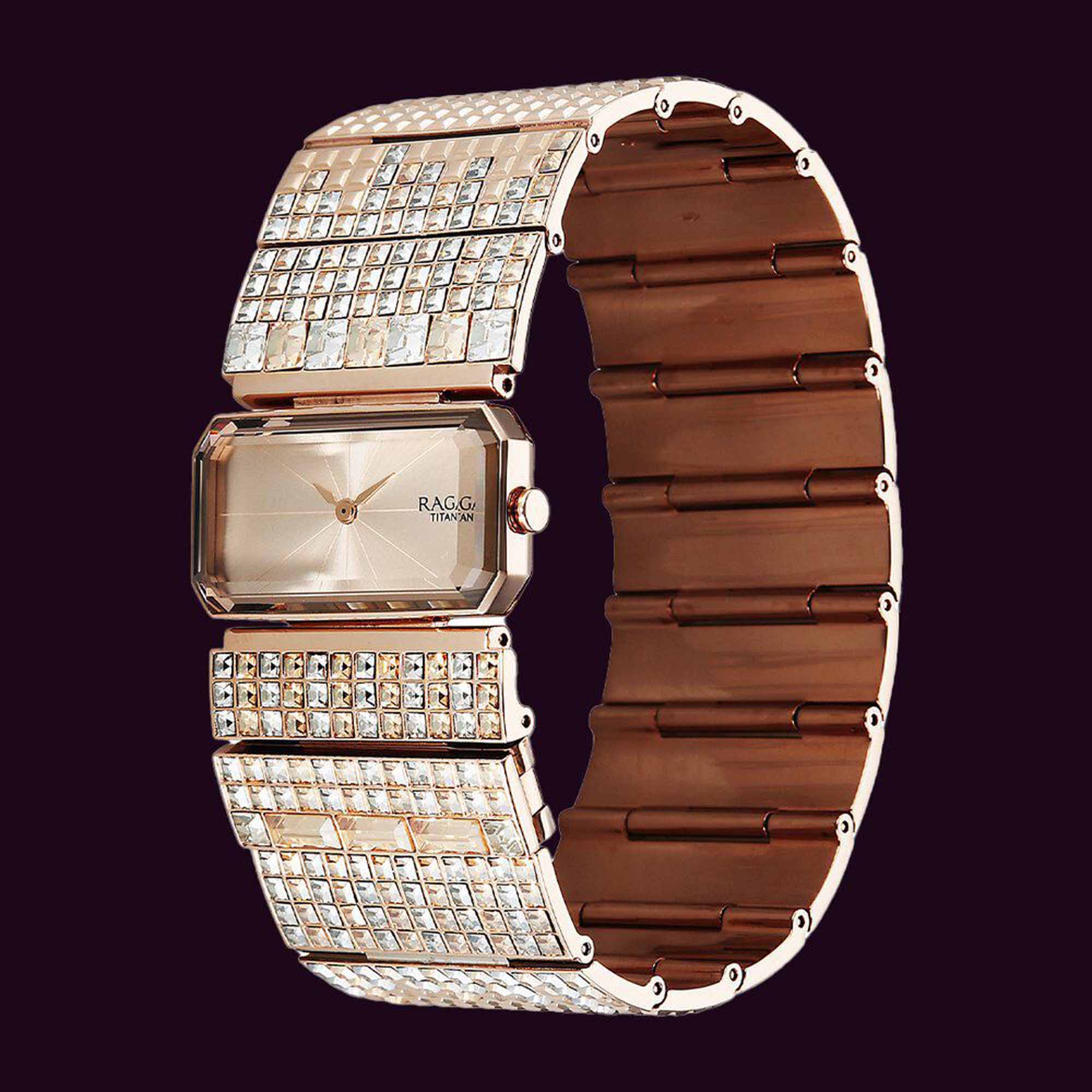 Titan Raga Cocktails Quartz Analog Rose Gold Dial Stainless Steel Strap Watch For Women 95318WM01